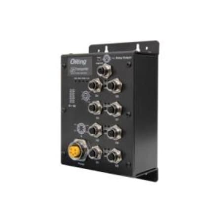 Oring Networking EN50155 8-port unmanaged switch; 8 10/100/500/1000TX M12 TGXS-1080-M12